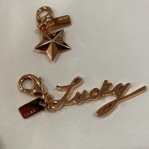 "Lucky" "Star" Coach Mini Charms - Gold/Brass